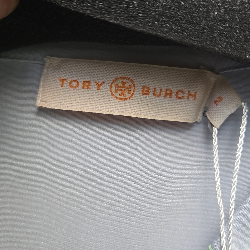 Tory Burch Navy Poppies Bloom Silk Shirt - Picture 4 of 8